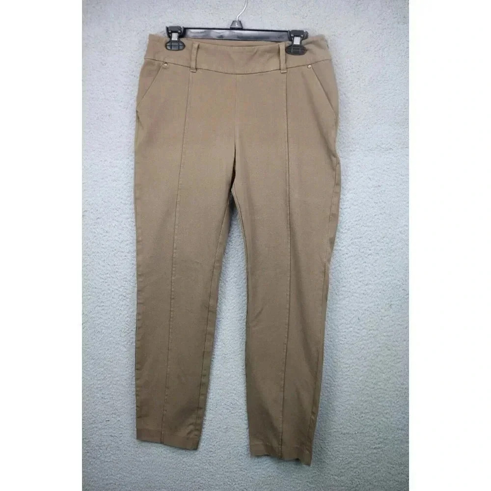Sundance Brown Stretch Straight Leg Pants-Size 8-Side Zip